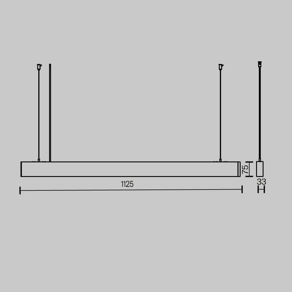 Пендел Maytoni Basis P051PL-36W2.7-6K-W, схема с размери