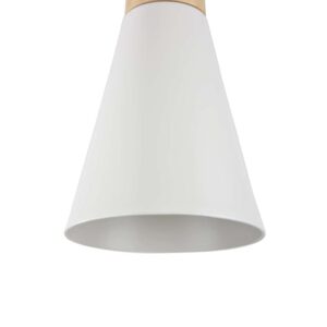 Maytoni Bicones P359-PL-140-W - детайл на дървения елемент и металния абажур