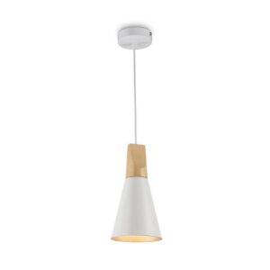Maytoni Bicones P359-PL-140-W - бял пендел с дървен декоративен елемент