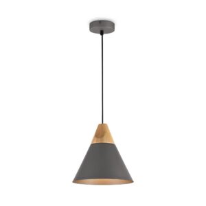 Maytoni Bicones P359-PL-220-C - сив пендел с дървен декоративен елемент