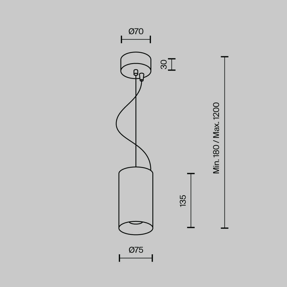 Пендел Maytoni Efir P089PL-15W3K-MG, схема с размери