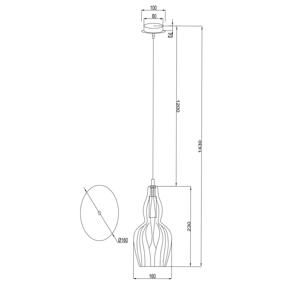 Размерна схема на Maytoni Eustoma MOD238-PL-01-BL
