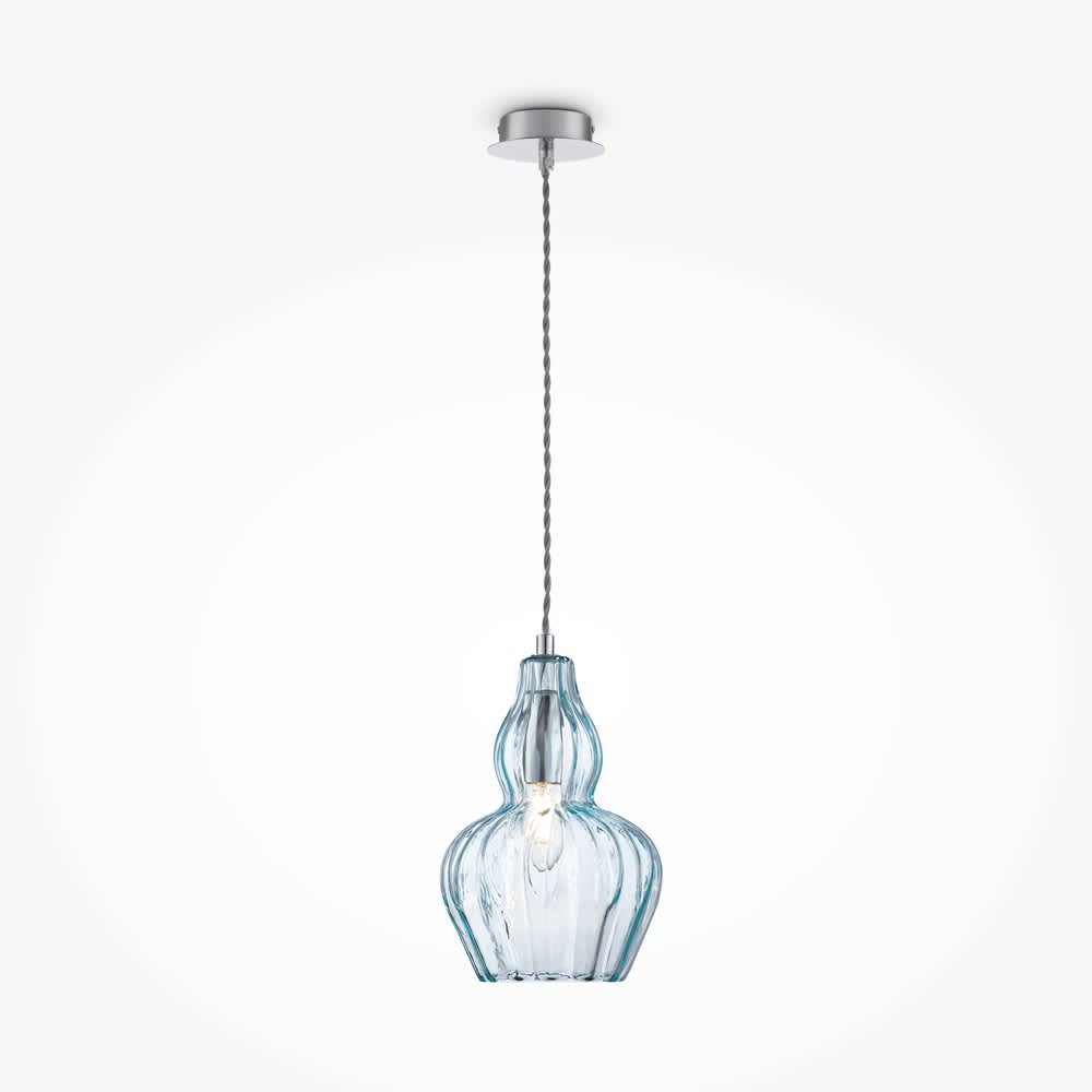 Maytoni Eustoma MOD238-PL-01-BL в цял ръст със стъклен абажур, усукан кабел и таванна розетка