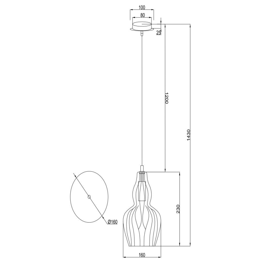 Размерна схема на Maytoni Eustoma MOD238-PL-01-TR