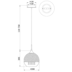 Maytoni Fermi P140-PL-110-1-N - схема с размери Схема с размерите на Maytoni Fermi P140-PL-110-1-N