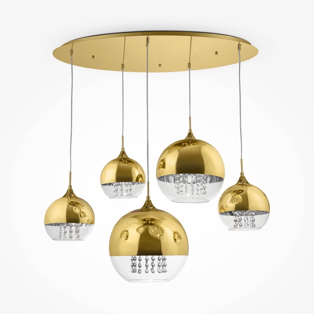 Maytoni Fermi P140-PL-170-5-G - петте сферични плафона от друг ъгъл