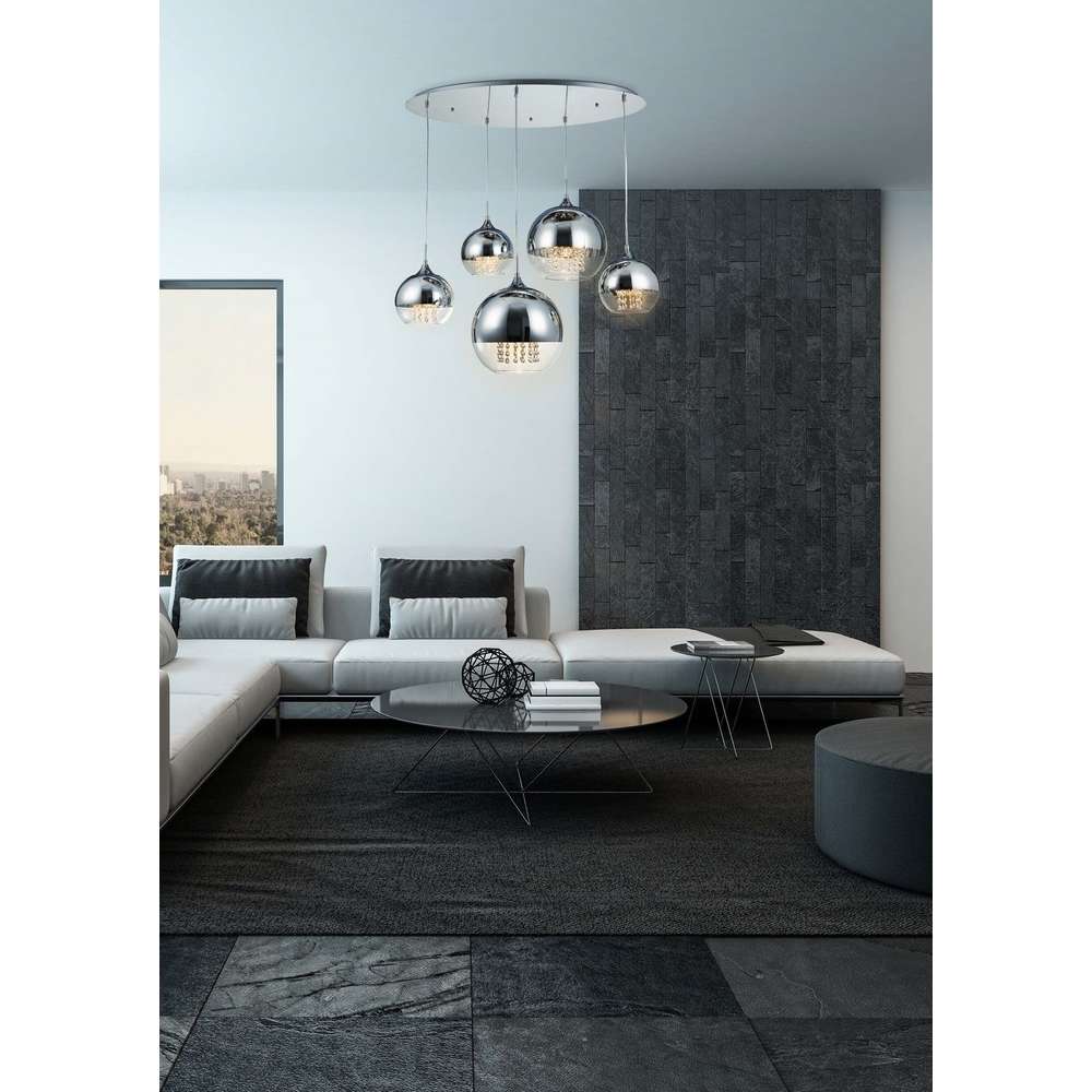 Maytoni Fermi P140-PL-170-5-N - пенделът с пет светлини в цвят никел в интериор