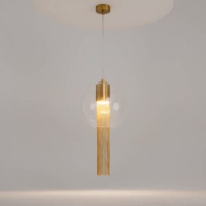 Maytoni Flusso P095PL-01BZ1 със стъклена сфера, висящи метални верижки и таванна розетка