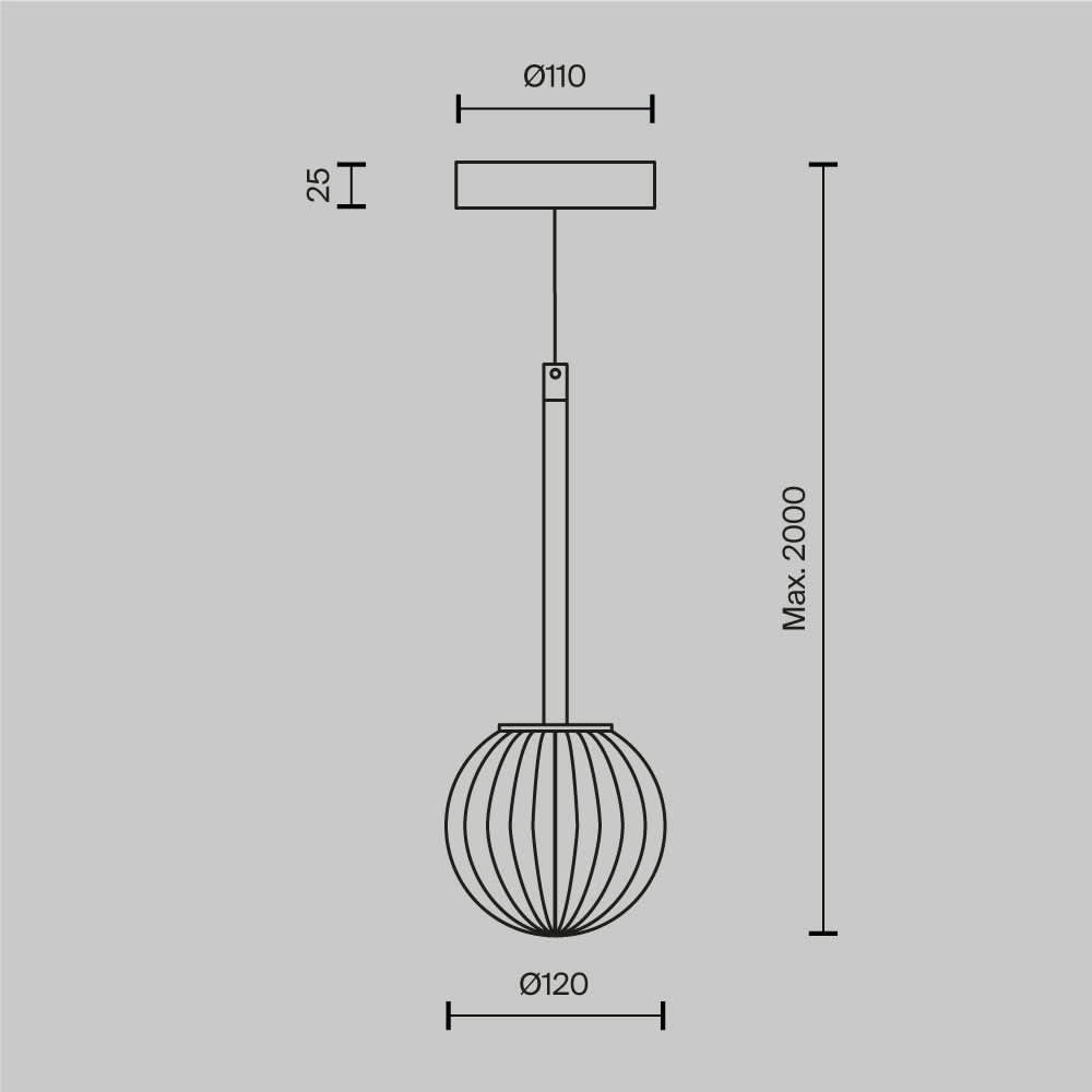 Пендел Maytoni Glace MOD547PL-01GR, схема с размери
