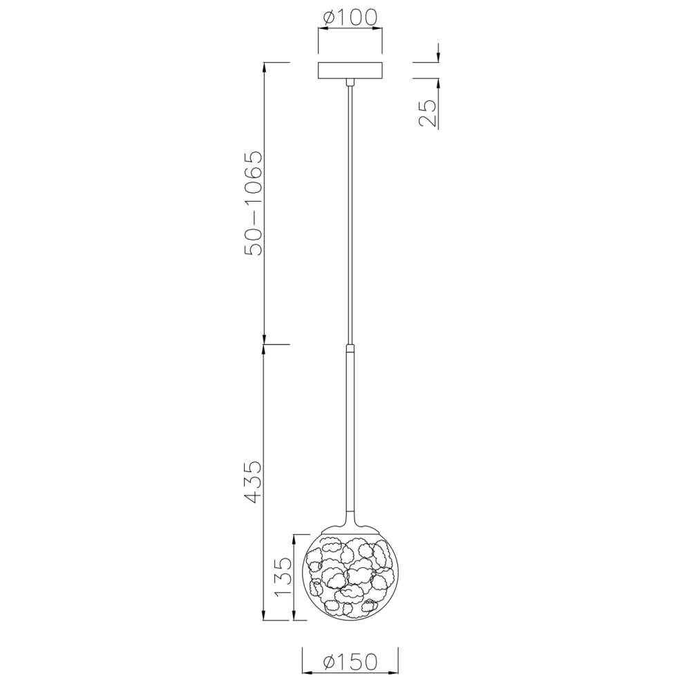 Схема с размерите на Maytoni Ligero MOD061PL-01BS1