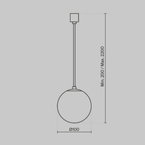 Пендел Maytoni Luna P039PL-5W4K-10-B, схема с размери