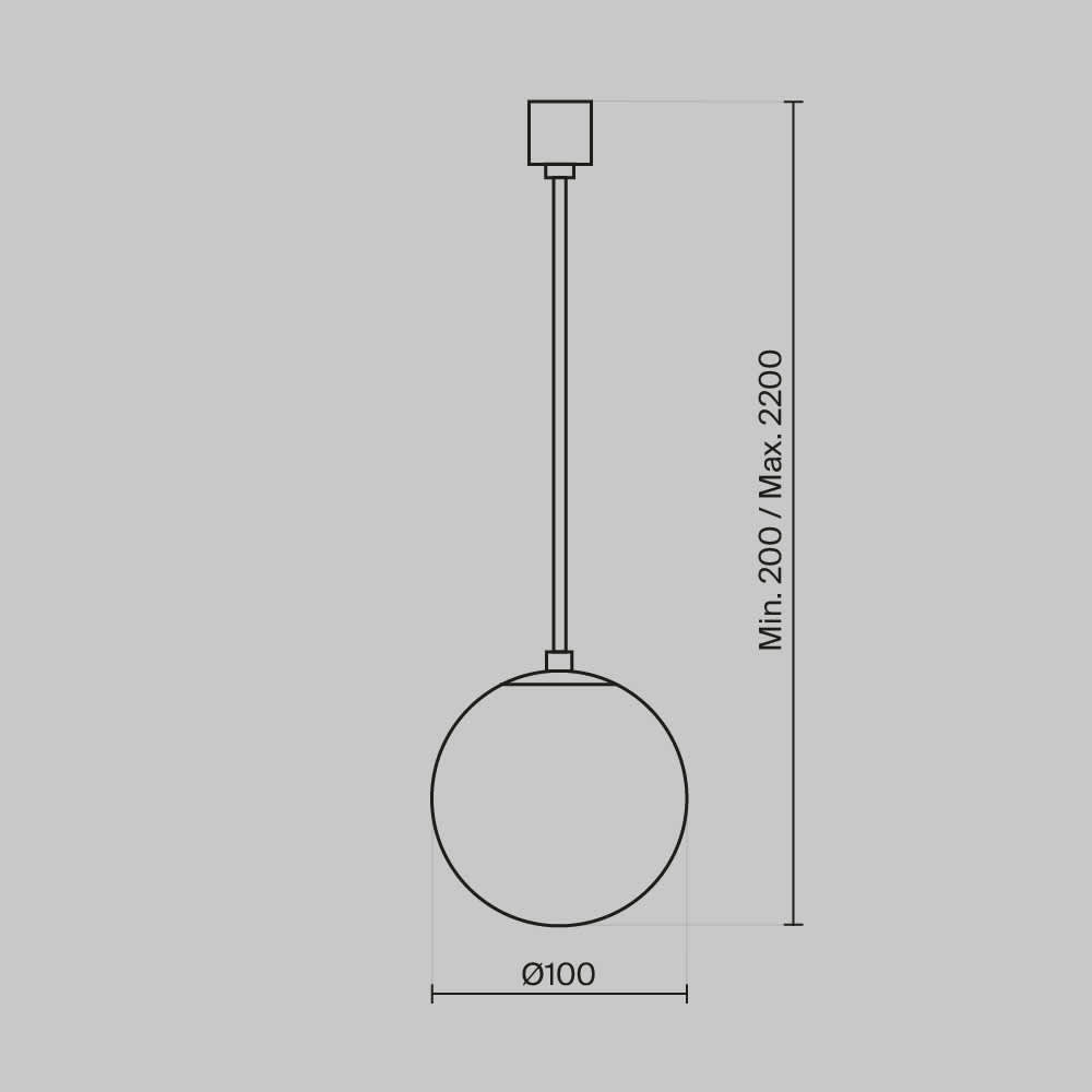 Пендел Maytoni Luna P039PL-5W4K-10-B, схема с размери