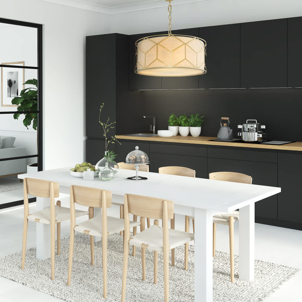Maytoni Messina H223PL-03G - интериор на кухня с трапезария