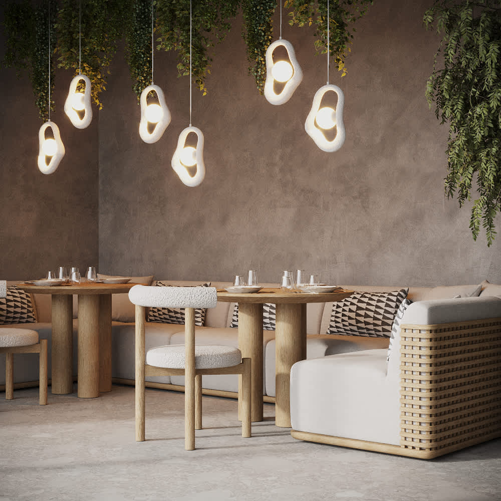 Бели пендели Maytoni Opus MOD380PL-01W в интериор над маси