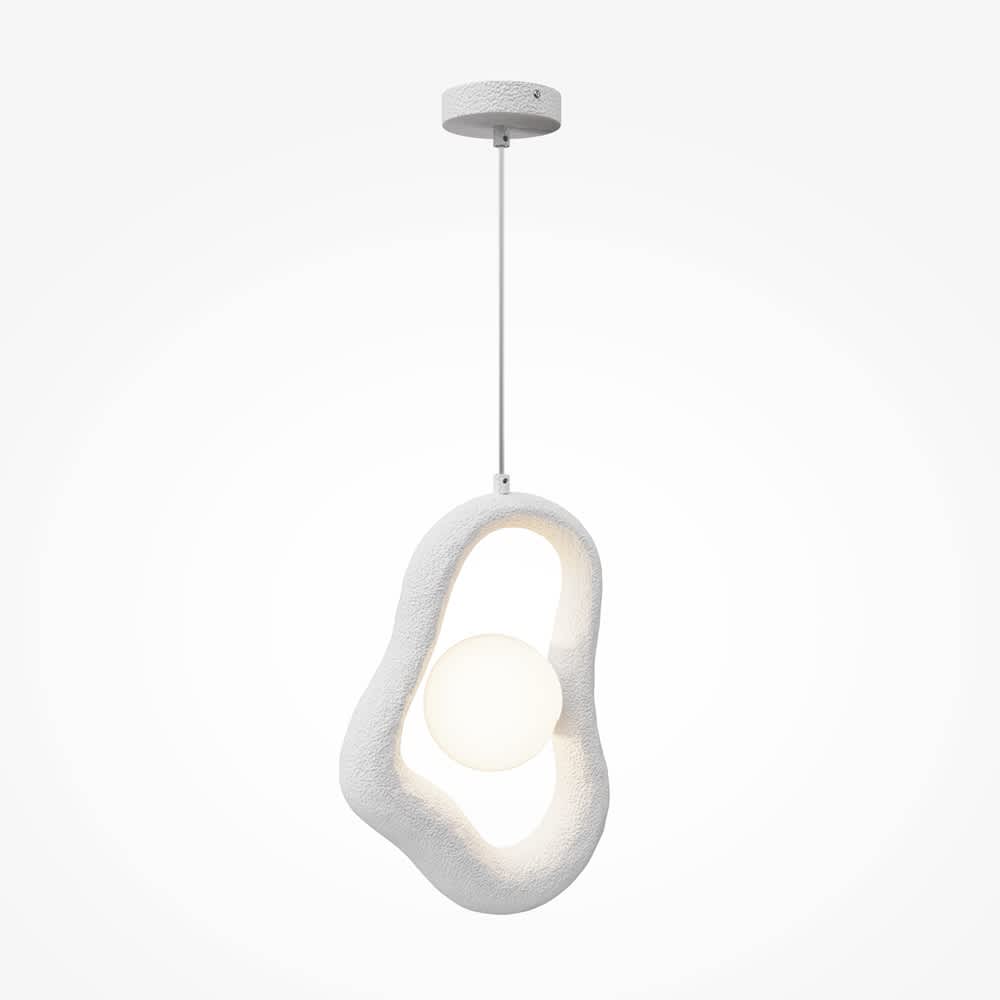 Бял пендел Maytoni Opus MOD380PL-01W с неправилна овална форма