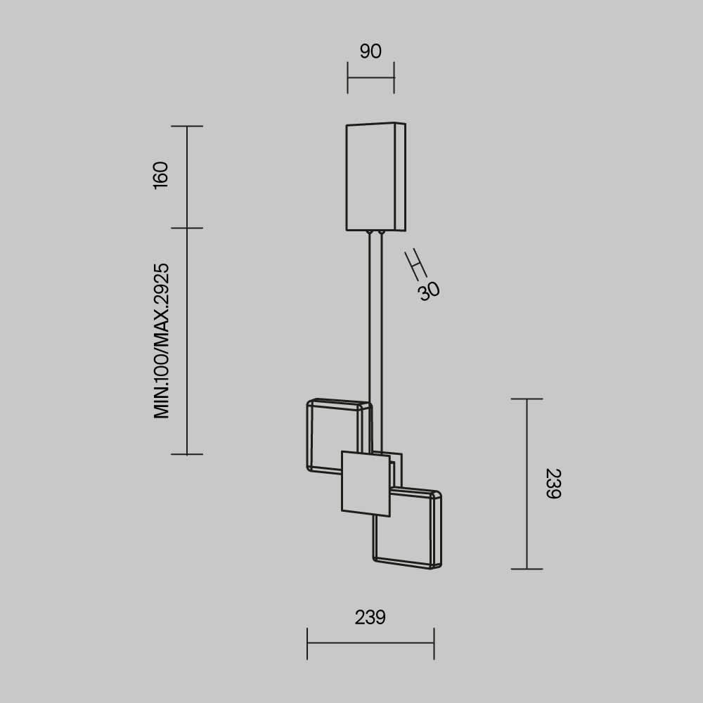 Пендел Maytoni Quadro MOD519PL-L8PT3K, схема с размери