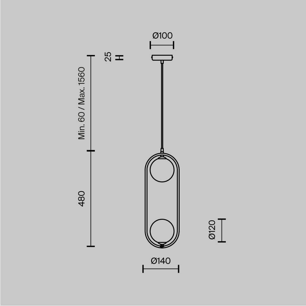 Maytoni Ring MOD013PL-02BS1 - схема с размери