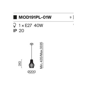 Maytoni Roots MOD191PL-01W - схема с размери Maytoni Roots MOD191PL-01W - схема с размери