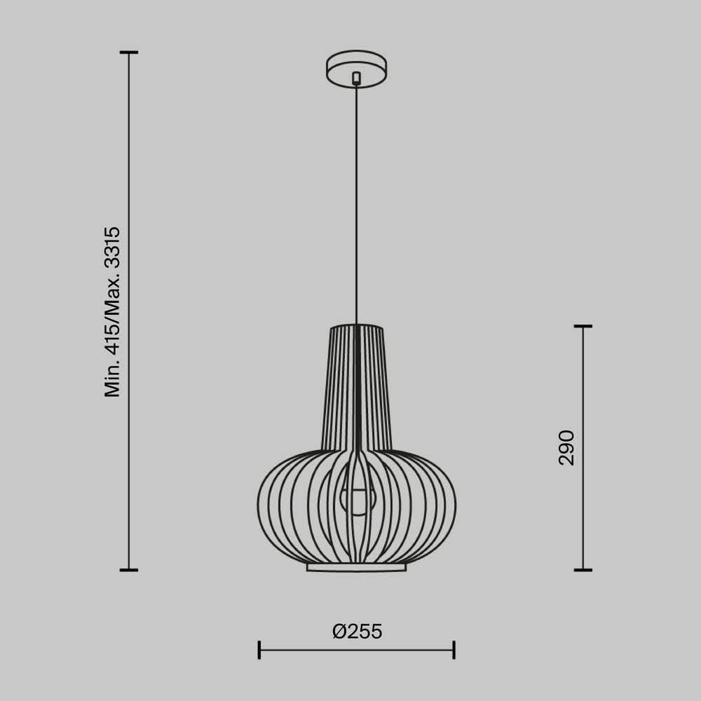 Схема с размерите на Maytoni Roots MOD193PL-01W