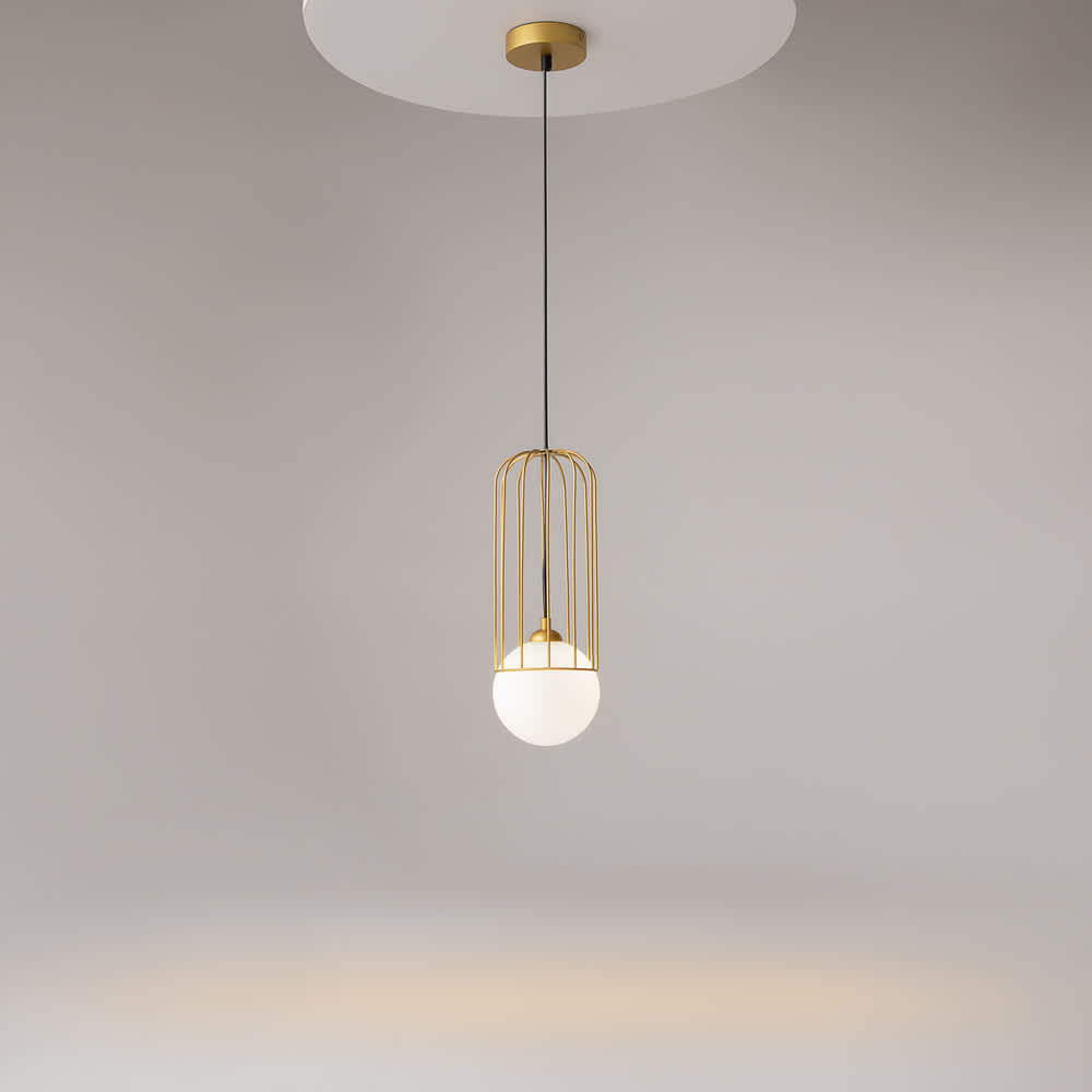 Maytoni Telford P361PL-01G - златист пендел с бял стъклен плафон