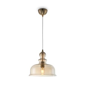 Maytoni Tone P001PL-01BZ - пендел с кехлибарен стъклен абажур