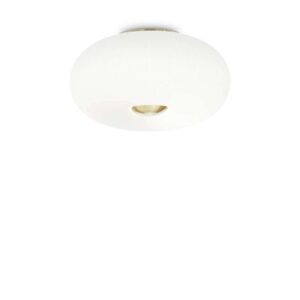Плафон Ideal Lux Arizona PL5 214511 с широк бял стъклен абажур Ø52 см с релефни линии