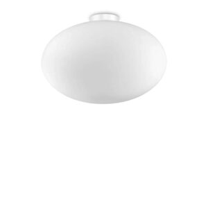 Плафон Ideal Lux Candy PL1 D40 086781 със заоблен бял стъклен дифузер и метални части в никелов цвят