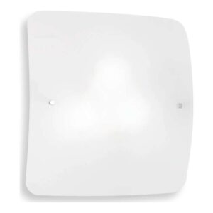 Бял стъклен плафон Ideal Lux Celine PL2 044279 със заоблени ъгли и два хромирани крепежни детайла