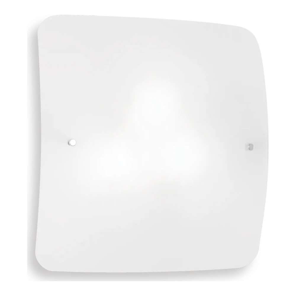 Бял стъклен плафон Ideal Lux Celine PL2 044279 със заоблени ъгли и два хромирани крепежни детайла