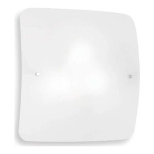 Бял стъклен плафон Ideal Lux Celine PL3 044286 със заоблени ъгли и два хромирани крепежни детайла