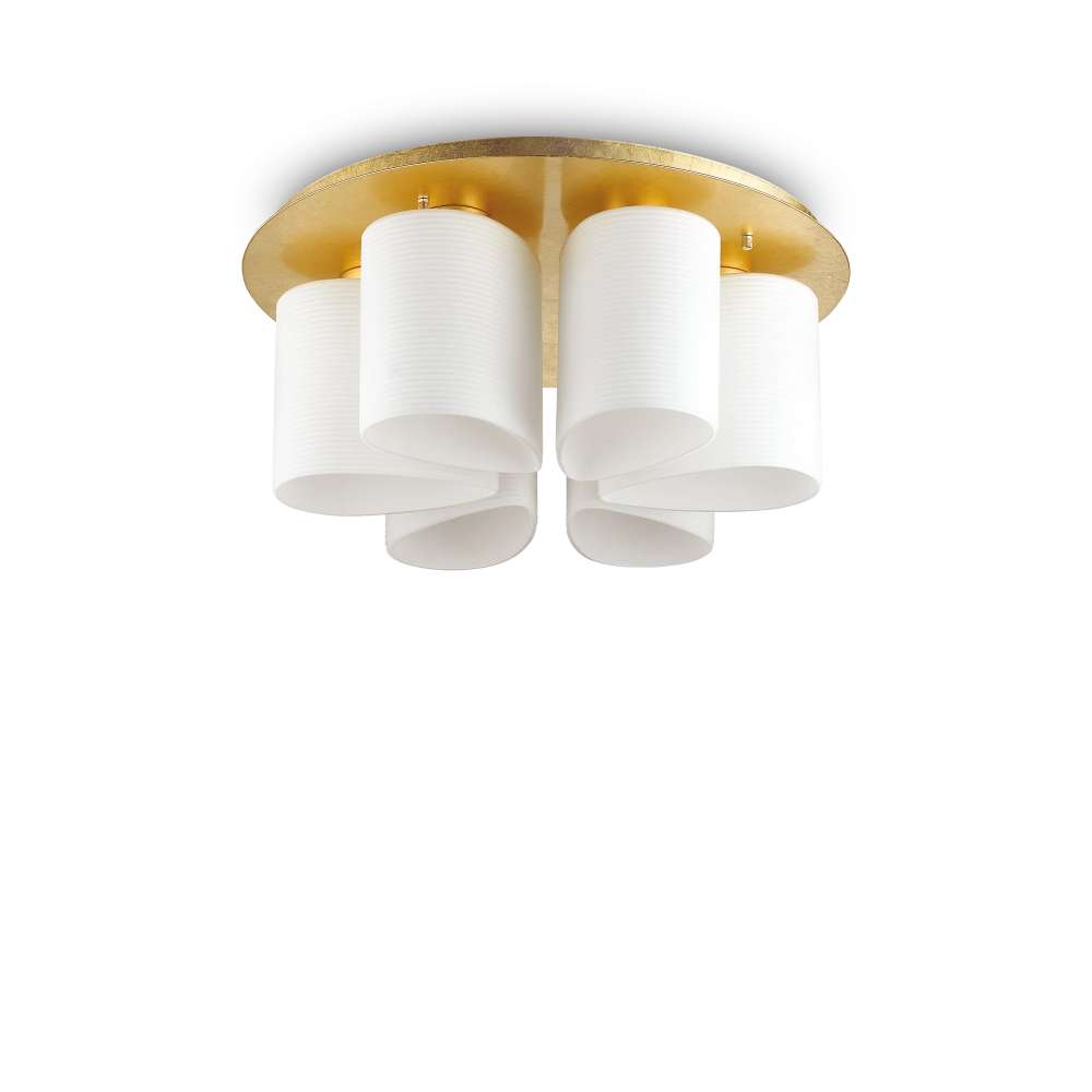 Плафон Ideal Lux Daisy PL6 247779 6хE27 Ø60 см златист и бял - основен изглед