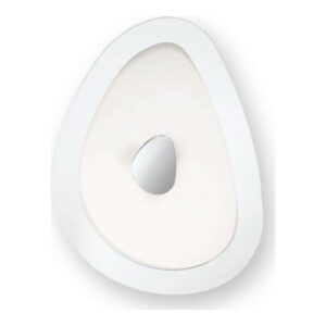 Плафон Ideal Lux Geko PL3 018508 със стъклен дифузер със заоблени краища, бяла декоративна шарка и хромиран централен крепеж