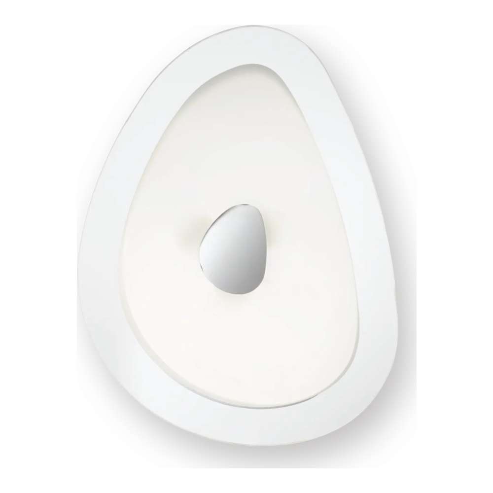 Плафон Ideal Lux Geko PL3 018508 със стъклен дифузер със заоблени краища, бяла декоративна шарка и хромиран централен крепеж