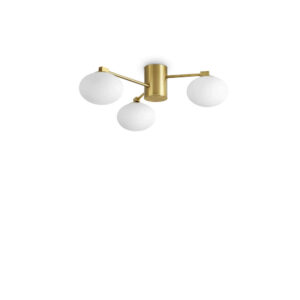 Плафон Ideal Lux Hermes PL3 D60 317007 в цвят месинг на бял фон