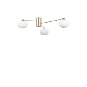 Плафон Ideal Lux Hermes PL3 D90 288260 в цвят месинг на бял фон