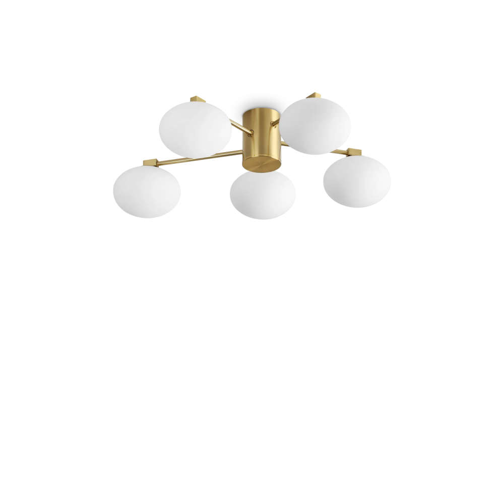 Плафон Ideal Lux Hermes PL5 D60 316697 в цвят месинг на бял фон