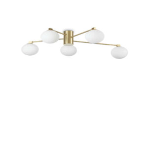 Плафон Ideal Lux Hermes PL5 D90 288277 в цвят месинг на бял фон