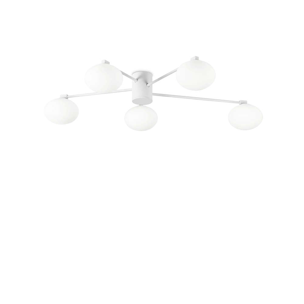 Плафон Ideal Lux Hermes PL5 D90 316680 в бял цвят на бял фон