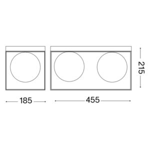 Плафон Ideal Lux Lingotto PL2 198149 2хE14 месинг и черно Схема с размери на плафон Ideal Lux Lingotto PL2 198149