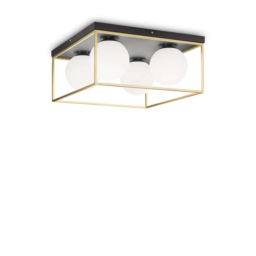 Плафон Ideal Lux Lingotto PL4 198156 4хE14 месинг и черно
