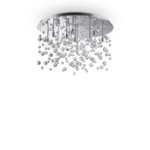 Кръгъл плафон Ideal Lux Neve PL12 022239 с хромирана основа и висящи стъклени сфери