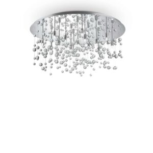 Кръгъл плафон Ideal Lux Neve PL15 030784 с хромирана основа и висящи стъклени сфери