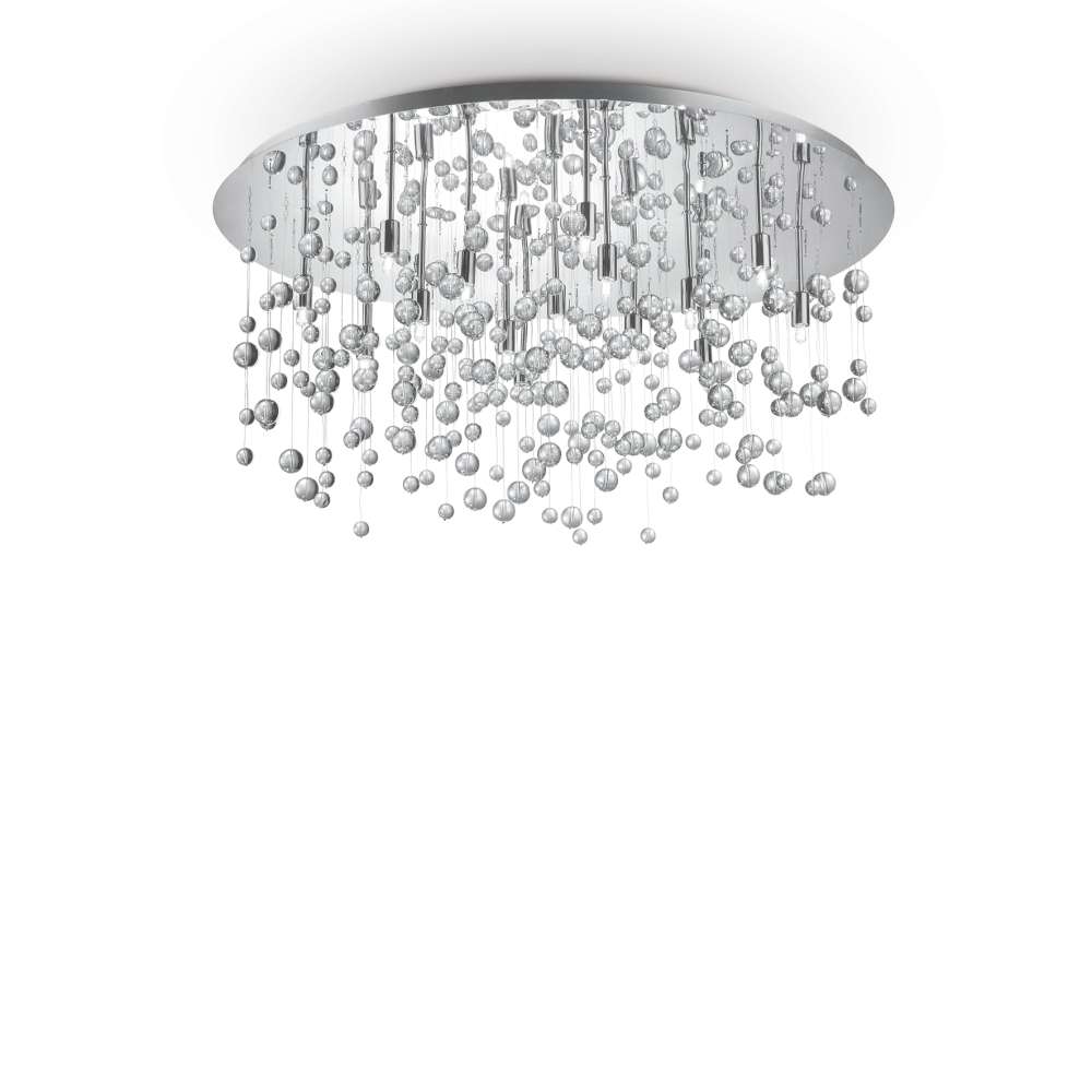 Кръгъл плафон Ideal Lux Neve PL15 030784 с хромирана основа и висящи стъклени сфери