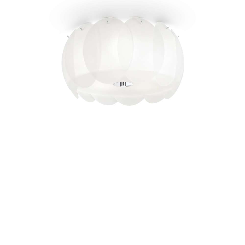 Плафон Ideal Lux Ovalino PL5 093963 с припокриващи се кръгли плочки от матирано бяло стъкло