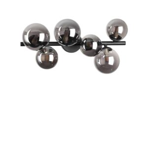 Ideal Lux Perlage PL06 309262 - плафон с опушено стъкло и черен метал, общ изглед