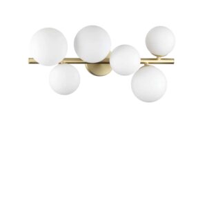 Ideal Lux Perlage PL06 309279 - плафон с бяло матирано стъкло и метал в цвят месинг, общ изглед