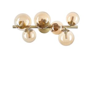 Ideal Lux Perlage PL06 327822 - плафон с кехлибарено стъкло и метал в цвят месинг, общ изглед