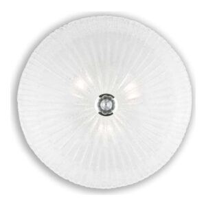 Плафон Ideal Lux Shell PL3 008608 с прозрачно релефно стъкло и хромиран централен детайл