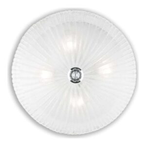 Плафон Ideal Lux Shell PL4 008615 с прозрачно релефно стъкло и хромиран централен детайл