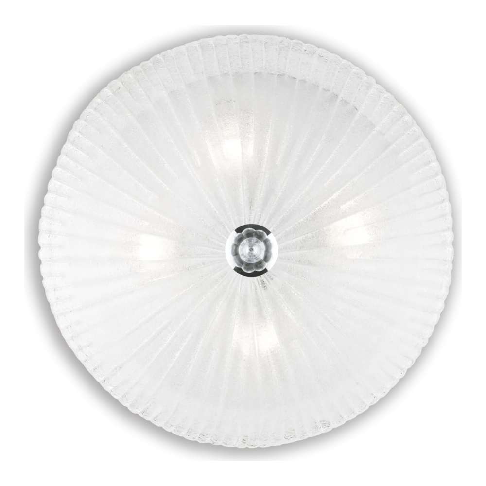 Плафон Ideal Lux Shell PL4 008615 с прозрачно релефно стъкло и хромиран централен детайл